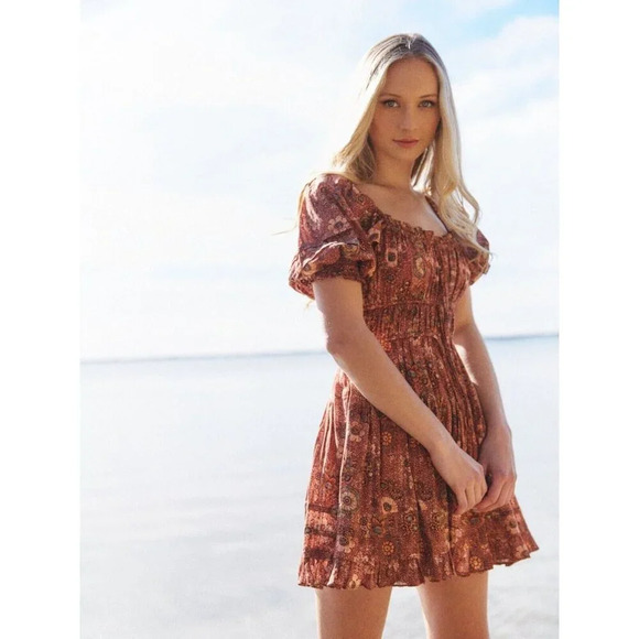Ulla Johnson Juniper Brown Puff Sleeve Dress 4 - Picture 1 of 12